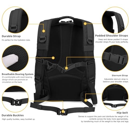 Mardingtop 25L Tactical Backpack, Black-4