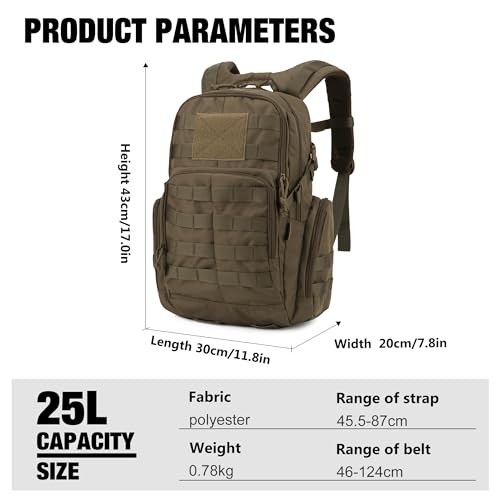 Mardingtop 25L Tactical Backpack, Khaki-1
