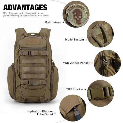 Mardingtop 28L Tactical Backpack, Khaki, with Molle System-2