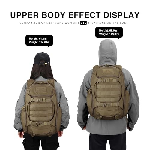Mardingtop 28L Tactical Backpack, Khaki, with Molle System-4