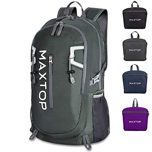 MAXTOP 40L Packable Foldable Backpack, Dark Green, 40 L (Without Wet Pocket)