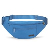 MAXTOP Large Lake Blue Bumbag Waist Fanny Pack with Headphone Jack and 4 Zip Pockets