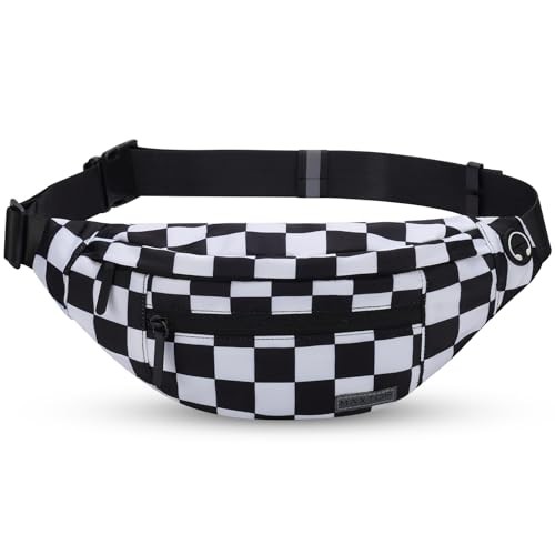 MAXTOP Large Bumbag Waist Fanny Pack, Black and White Checkered