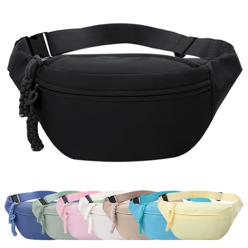 Mayoii Black Bumbag with 2 Zipper Pockets and Adjustable Belt