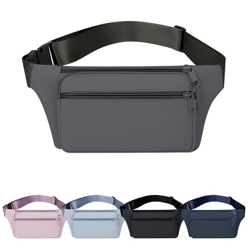 Mayoii Bumbag Waist Bag with 2 Zipper Pockets, Adjustable Belt, B-grey