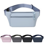 Mayoii bumbag for women and men, adjustable belt, 2 zip pockets, lightweight waist bag, B-light Blue