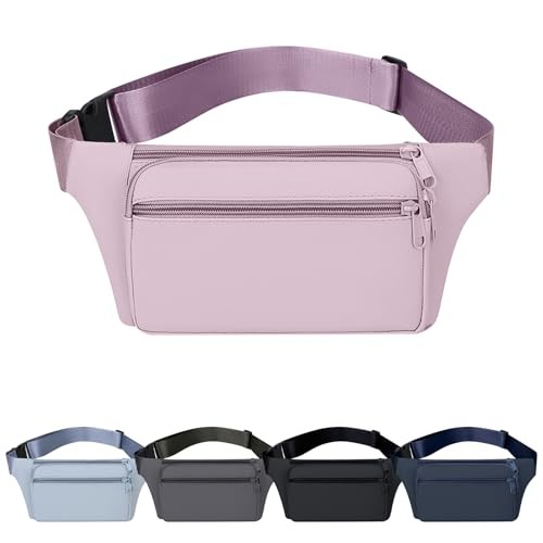 Mayoii Bumbag for Ladies and Men, Adjustable Waist Bag, 2-Zip Pockets, Lightweight, B-purple
