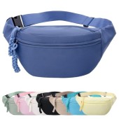 Mayoii Blue Bumbag with 2 Zipper Pockets and Adjustable Belt