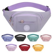 Mayoii bumbag for women and men, adjustable belt, 2 zip pockets, large capacity, lightweight waist bag, C-Purple