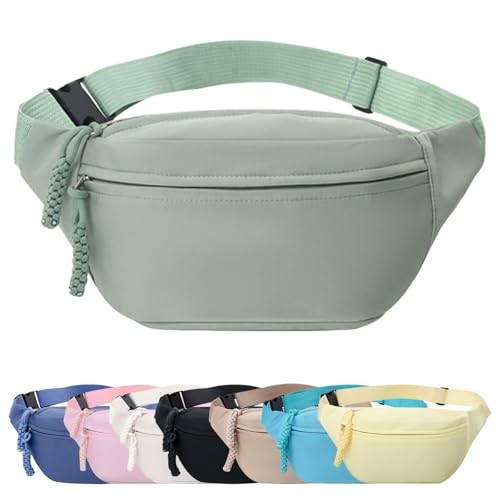 Mayoii Green Bumbag with Adjustable Belt and 2 Zipper Pockets