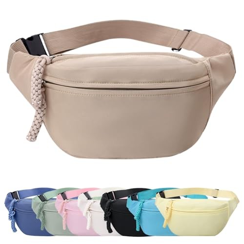 Mayoii Khaki Bumbag with 2 Zipper Pockets and Adjustable Belt