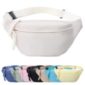 Mayoii White Adjustable Bumbag with 2 Zip Pockets