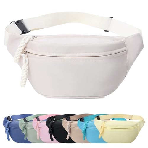 Mayoii White Adjustable Bumbag with 2 Zip Pockets