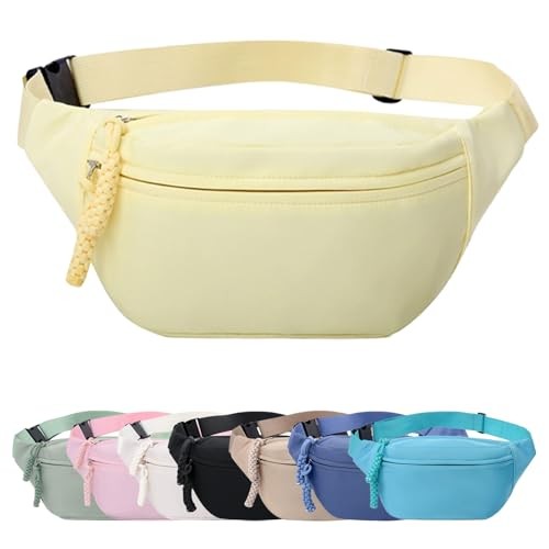Mayoii Yellow Bumbag for Women and Men, Adjustable Waist Bag with 2 Zipper Pockets