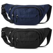 Meng Jiaran 2 Pack Waterproof Bum Bag, Black and Blue
