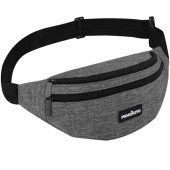 MOCOCITO Grey Bum Bag Fanny Pack with 3 Zip Pockets and Adjustable Belt