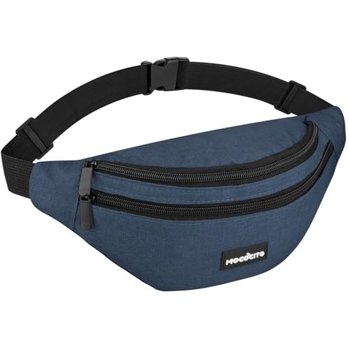 MOCOCITO Blue Bum Bag Fanny Pack with 3 Zip Pockets