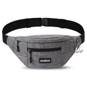 MOCOCITO Waterproof Waist Bumbag, Grey-new, 3 Zip Pockets
