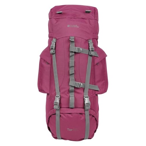 Mountain Warehouse Tor 65L Spacious Rucksack, Ladderlock Back Travel Backpack, Berry