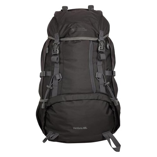 Mountain Warehouse Ventura Medium 40L Travel Hiking Rucksack with Rain Cover, Black
