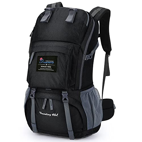 MOUNTAINTOP 40L Water-Resistant Hiking Backpack, Black