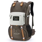 MOUNTAINTOP 40L Hiking Backpack, Water-Resistant Rucksack, Brown
