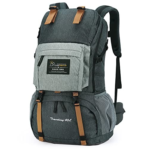 MOUNTAINTOP 40L Water-Resistant Hiking Backpack, Dark Grey
