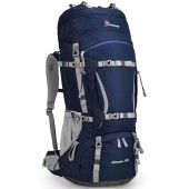 MOUNTAINTOP 70L Internal Frame Hiking Backpack with Rain Cover, Sapphireblue, 70 L EU