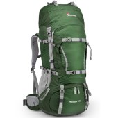 MOUNTAINTOP 70L Internal Frame Hiking Backpack with Rain Cover, Dark Green, 70 L EU