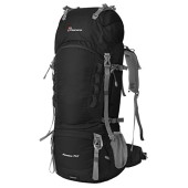MOUNTAINTOP 80L Hiking Backpack, Black, with Rain Cover