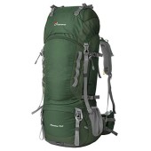 MOUNTAINTOP 80L Hiking Backpack, Dark Green, with Rain Cover