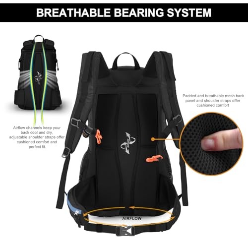 MOUNTAINTOP 40L Hiking Backpack, Water-Resistant Trekking Rucksack, 55 x 35 x 25 cm, 40l-black Blue-2