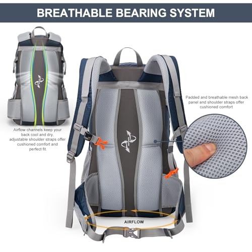 MOUNTAINTOP 40L Hiking Backpack, Blue Orange, 55 x 35 x 25 cm-3