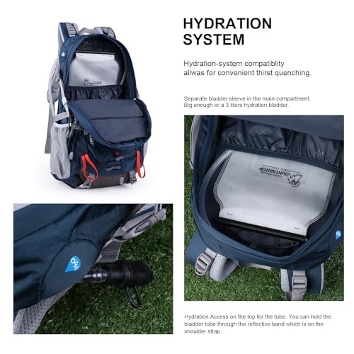 MOUNTAINTOP 40L Hiking Backpack, Blue Orange, 55 x 35 x 25 cm-4