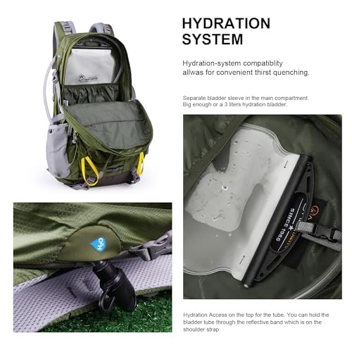 MOUNTAINTOP 40L Hiking Backpack, Army Green, 55 x 35 x 25 cm-5