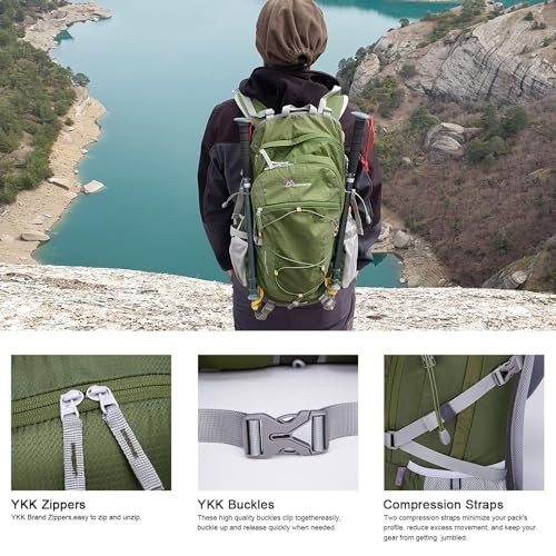 MOUNTAINTOP 40L Hiking Backpack, Army Green, 55 x 35 x 25 cm-7