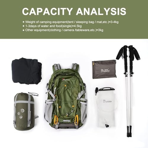 MOUNTAINTOP 40L Hiking Backpack, Army Green, 55 x 35 x 25 cm-8