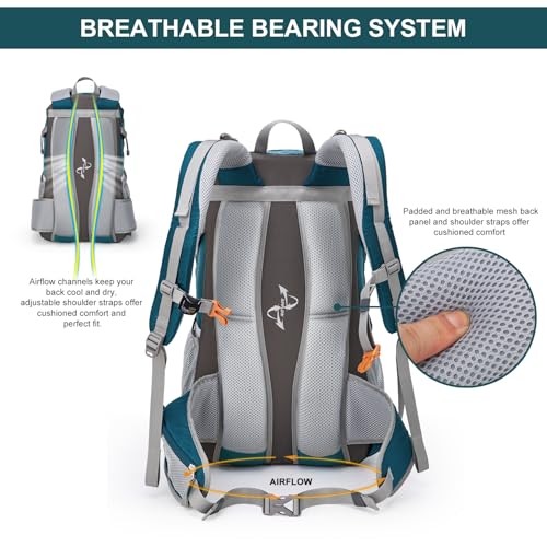 MOUNTAINTOP 40L Hiking Backpack, Turquoise, 55 x 35 x 25 cm-3