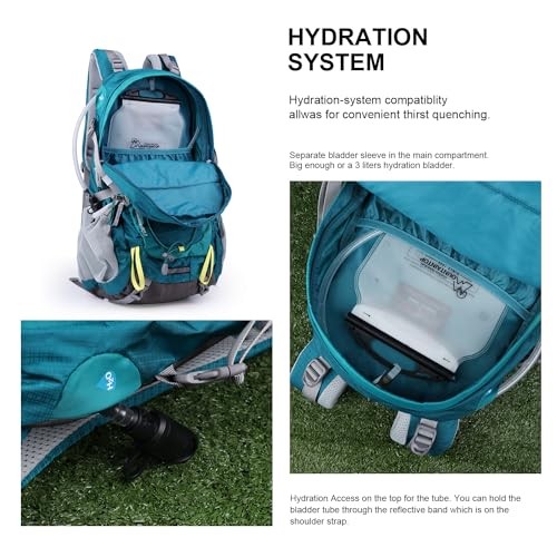 MOUNTAINTOP 40L Hiking Backpack, Turquoise, 55 x 35 x 25 cm-4