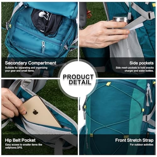 MOUNTAINTOP 40L Hiking Backpack, Turquoise, 55 x 35 x 25 cm-6