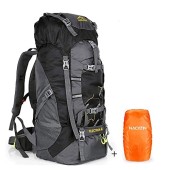 NACATIN 60L Hiking Backpack, Water-Resistant Rucksack, Black