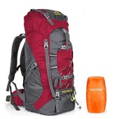 NACATIN 60L Hiking Backpack Rucksack, Red