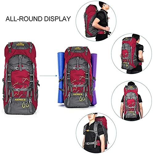NACATIN 60L Hiking Backpack Rucksack, Red-5