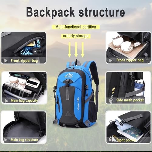 Nircho 40L Hiking Backpack, Lightweight Breathable Trekking Rucksack, Blue-1