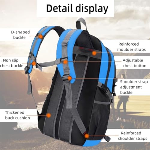 Nircho 40L Hiking Backpack, Lightweight Breathable Trekking Rucksack, Blue-3