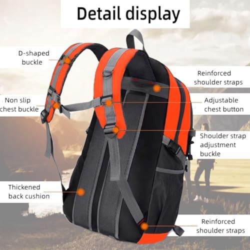 Nircho 40L Hiking Backpack, Lightweight Breathable Trekking Rucksack, Orange-3