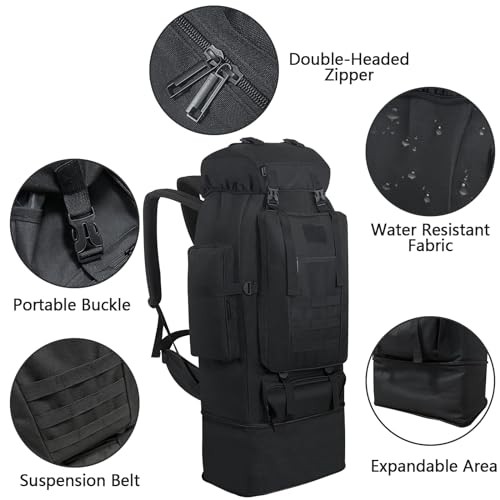 Ogetok 100L Hiking Backpack Rucksack, Black-2