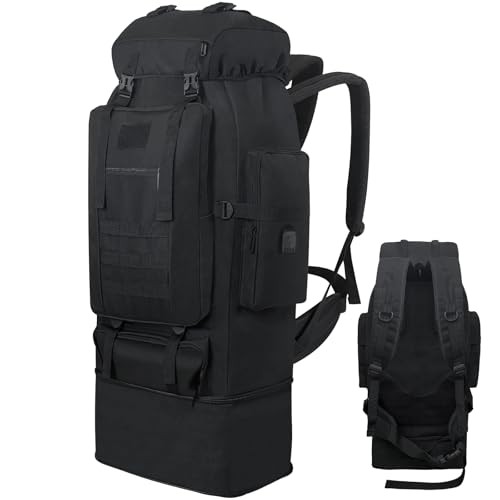 Ogetok 100L Hiking Backpack, Black Charging Port, Large Capacity Camping Rucksack