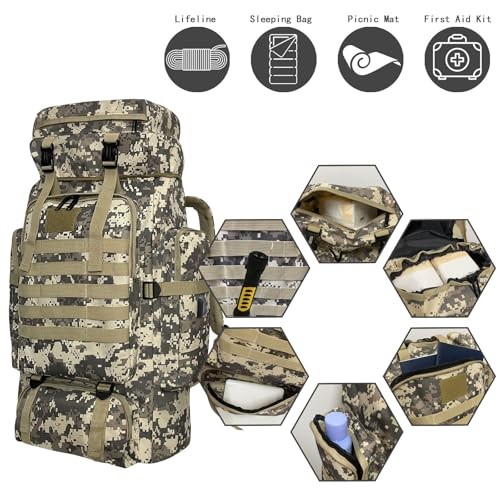 Ogetok 80L Camping Hiking Backpack, Waterproof Tactical Rucksack-3