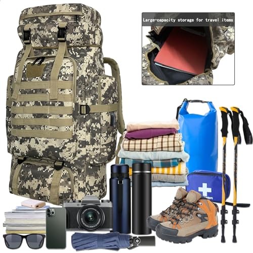 Ogetok 80L Camping Hiking Backpack, Waterproof Tactical Rucksack-6